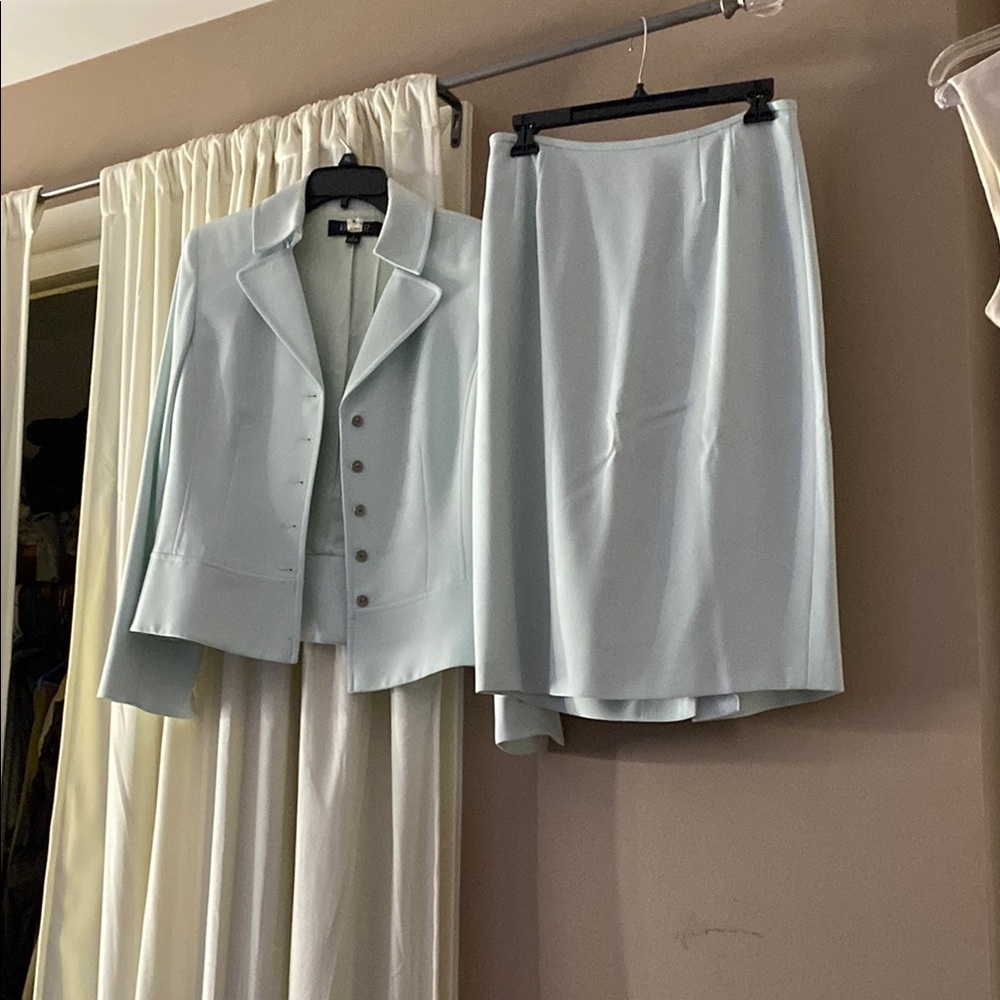 Kasper Light Blue Skirt Suit Set